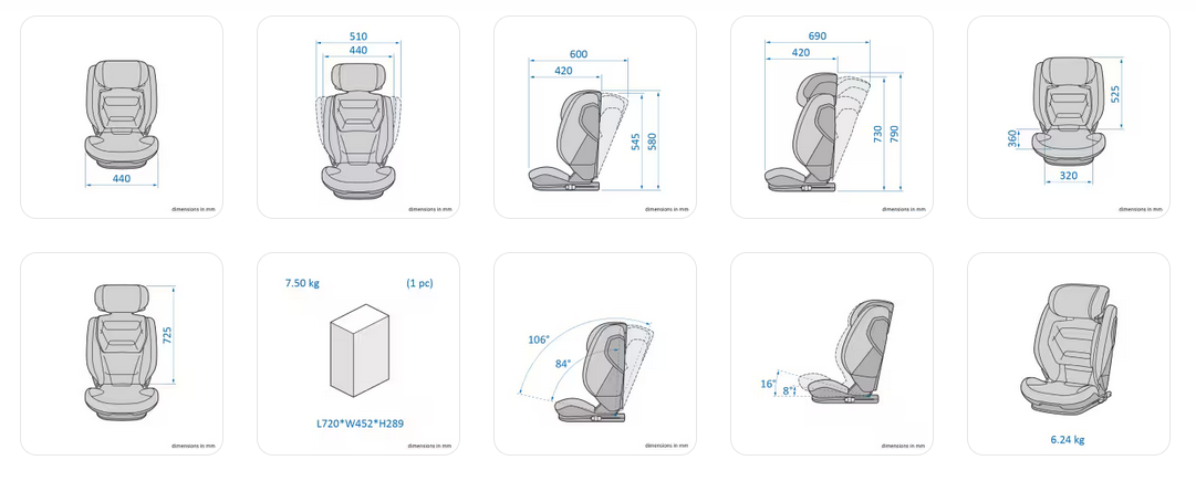 Maxi-Cosi wymiary specyfikacja fotelika dla dzieci rodifix pro2