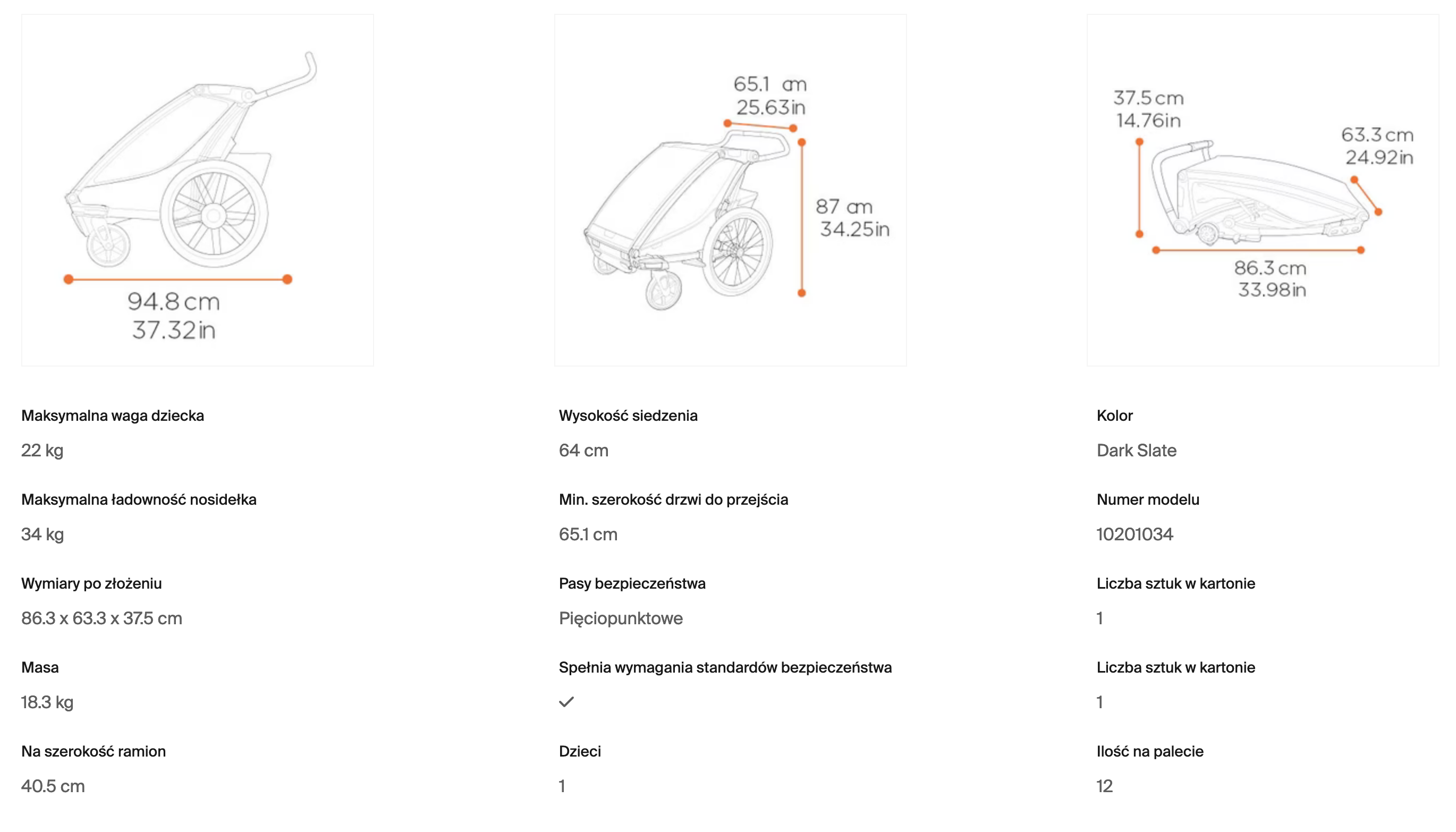 wymiary waga specyfikacja thule cross g3