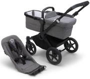 Bugaboo® Donkey 5 zestaw bazowy, stelaż wózka z tapicerką | Matt Black + Grey Melange