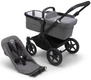 Bugaboo® Donkey 5 zestaw bazowy, stelaż wózka z tapicerką | Matt Black + Grey Melange