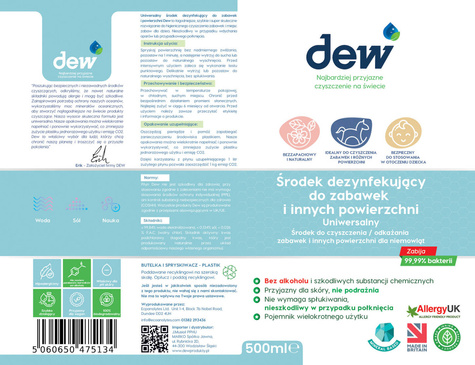 Dew™ Toy & Surface Sanitiser mineralny środek dezynfekujący do zabawek i powierzchni 500ml