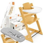 Stokke® Tripp Trapp® Complete Set zestaw 4w1, krzesełko do karmienia + leżaczek + baby set + tacka | Sunrise Yellow