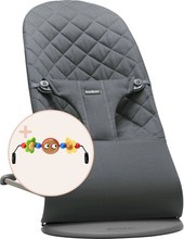 BabyBjorn | Bliss Baby Bouncer | Leżaczek-Bujaczek | 100% Bawełna | Anthracite plus zabawka Googly Eyes