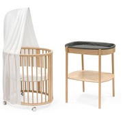 Stokke® Sleepi™ Mini V3 Set, zestaw owalne łóżeczko + stojący przewijak | Natural