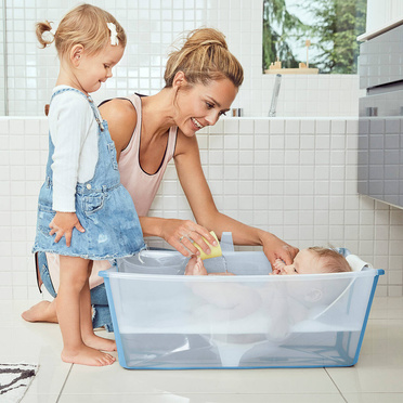 Stokke® Flexi Bath® składana wanienka z wkładką niemowlęcą | Transparent Sandy Beige