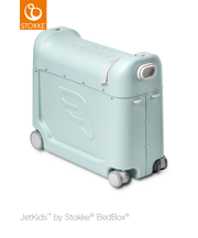 Jetkids™ BedBox® by Stokke® dziecięca walizka na kółkach rozkładana jako łóżeczko | Green Aurora