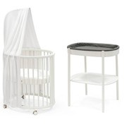 Stokke® Sleepi™ Mini V3 Set, zestaw owalne łóżeczko + stojący przewijak | White