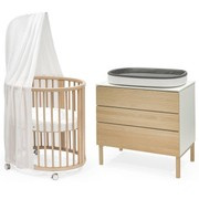 Stokke® Sleepi™ Mini V3 Complete Set, zestaw owalne łóżeczko + komoda z przewijakiem | Natural