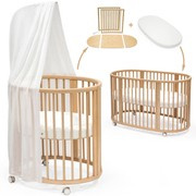 Stokke® Sleepi™ Mini V3 zestaw promocyjny 8w1, owalne łóżeczko–gniazdko niemowlęce | Natural