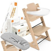 Stokke® Tripp Trapp® Complete Set zestaw 4w1, krzesełko do karmienia + leżaczek + baby set + tacka | Exclusive Oak Natural (dąb)