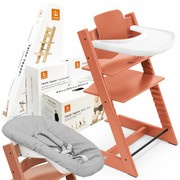 Stokke® Tripp Trapp® Complete Set zestaw 4w1, krzesełko do karmienia + leżaczek + baby set + tacka | Terracotta