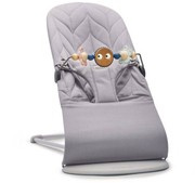 BabyBjorn | BLISS Baby Bouncer | Leżaczek-Bujaczek | 100% Bawełna | Light Grey Petal Quilt + zabawka