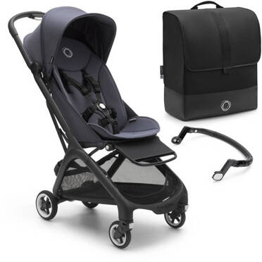 Bugaboo® Butterfly, zestaw promocyjny 3w1, wózek spacerowy + pałąk + travel bag | Stormy Blue