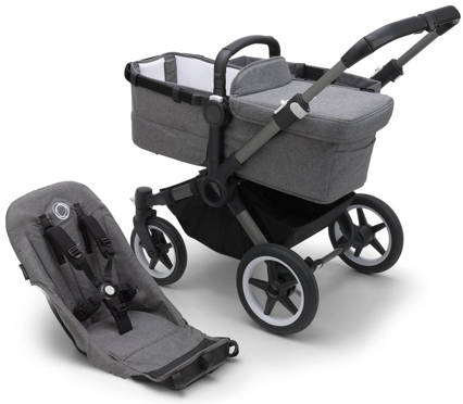 Bugaboo® Donkey 5 zestaw bazowy, stelaż wózka z tapicerką | Graphite + Grey Melange