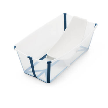 Stokke® Flexi Bath® + Newborn Support składana wanienka z wkładką niemowlęcą | Transparent Blue