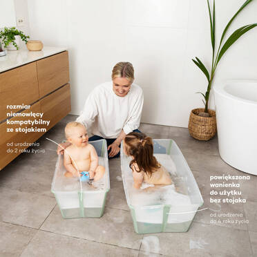 Stokke® Flexi Bath® + Newborn Support składana wanienka z wkładką niemowlęcą | Transparent Blue