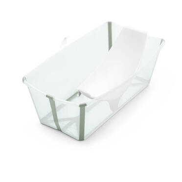 Stokke® Flexi Bath® + Newborn Support składana wanienka z wkładką niemowlęcą | Transparent Green