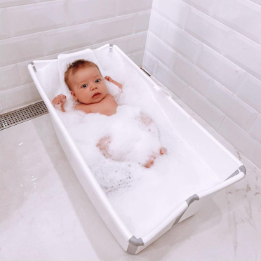 Stokke® Flexi Bath® zestaw, wanienka + wkładka niemowlęca | Transparent Green