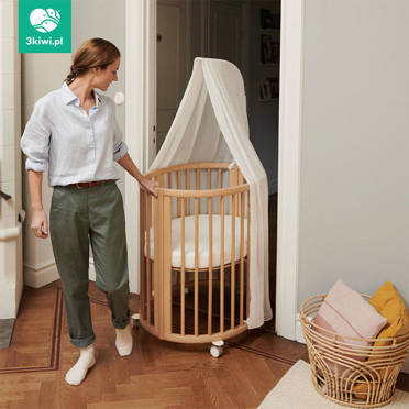 Stokke® Sleepi™ Mini V3 owalne łóżeczko–gniazdko niemowlęce na kółkach, kompletny zestaw bazowy | Hazy Grey