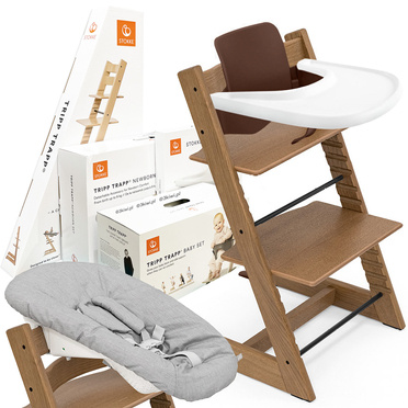 Stokke® Tripp Trapp® Complete Set zestaw 4w1 | Exclusive Oak Warm Brown (dąb)