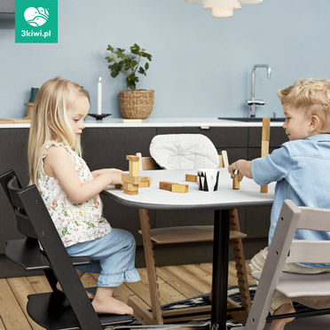 Stokke® Tripp Trapp® Complete Set zestaw 4w1, krzesełko do karmienia + leżaczek + baby set + tacka | Exclusive Oak Black (dąb)