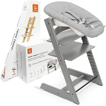 Stokke® Tripp Trapp® krzesełko + leżaczek niemowlęcy Newborn Set | Storm Grey