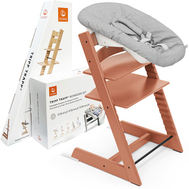 Stokke® Tripp Trapp® krzesełko + leżaczek niemowlęcy Newborn Set | Terracotta