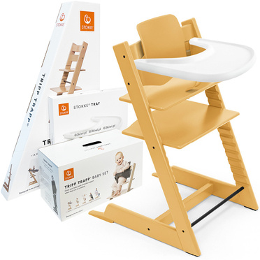 Stokke® Tripp Trapp® zestaw 3w1, krzesełko do karmienia + baby set + tacka | Sunrise Yellow