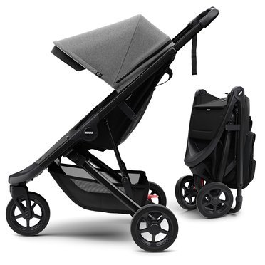 Thule® Spring trójkołowy wózek spacerowy | Matt Black + Grey Melange